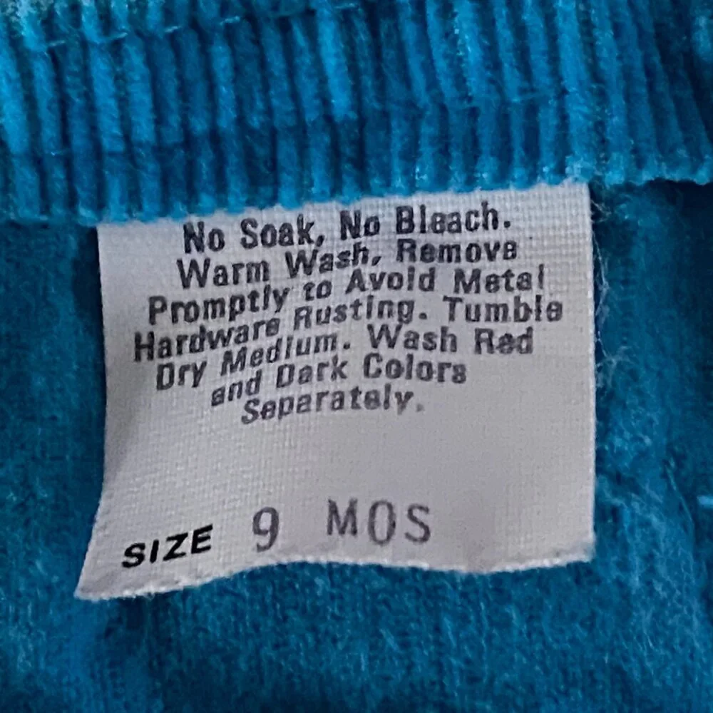 Vintage Osh'Kosh B'Gosh Vestbak Genuine Article Overalls Corduroy USA Made 9m
